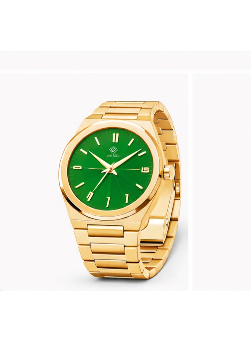 FG UNITED Mens Thin Design Gold Tone Green Dial Stainless Steel Watch 41mm - FG7009 - Image 3